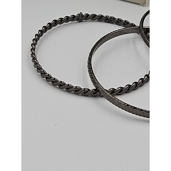 Lot Of 3 Gunmetal Tone Bangle Bracelets - Picture 4 of 6